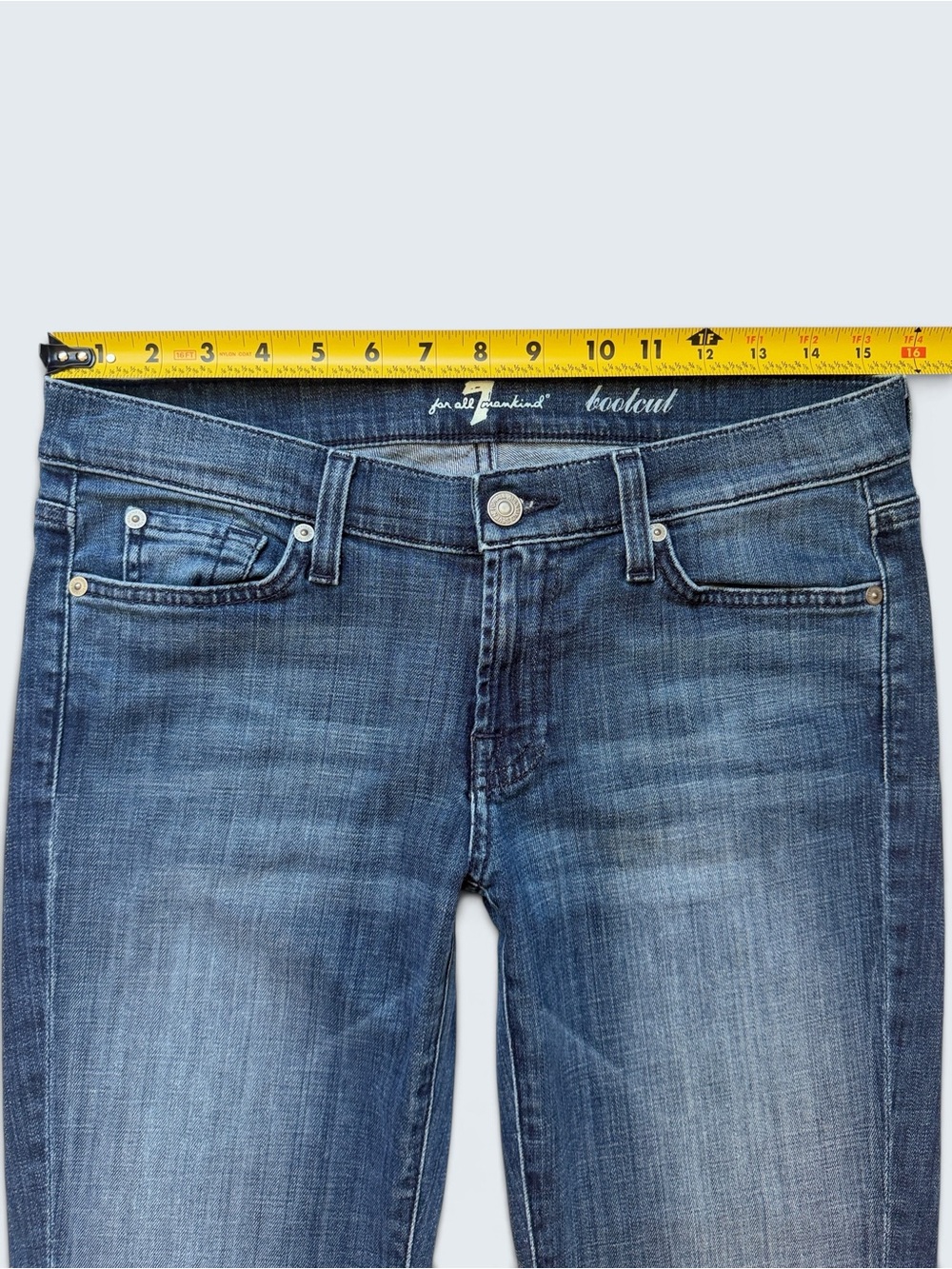 7 For All Mankind Vintage Bootcut Jeans Size 29 Squiggle Pocket Y2K - Picture 10 of 16